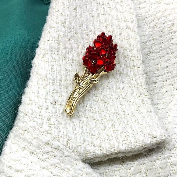 DM David Monn Brooch Bouquet of Roses Vintage 1997 - Picture 2 of 3